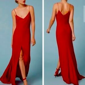 Reformation Slip Maxi Dress Cherry Red